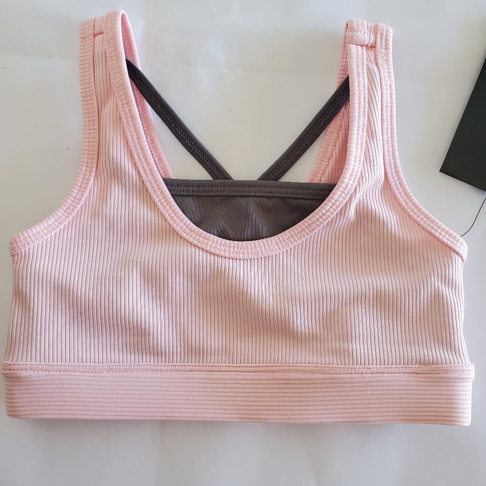 Avia pink gray sports bra new with tags xsmall